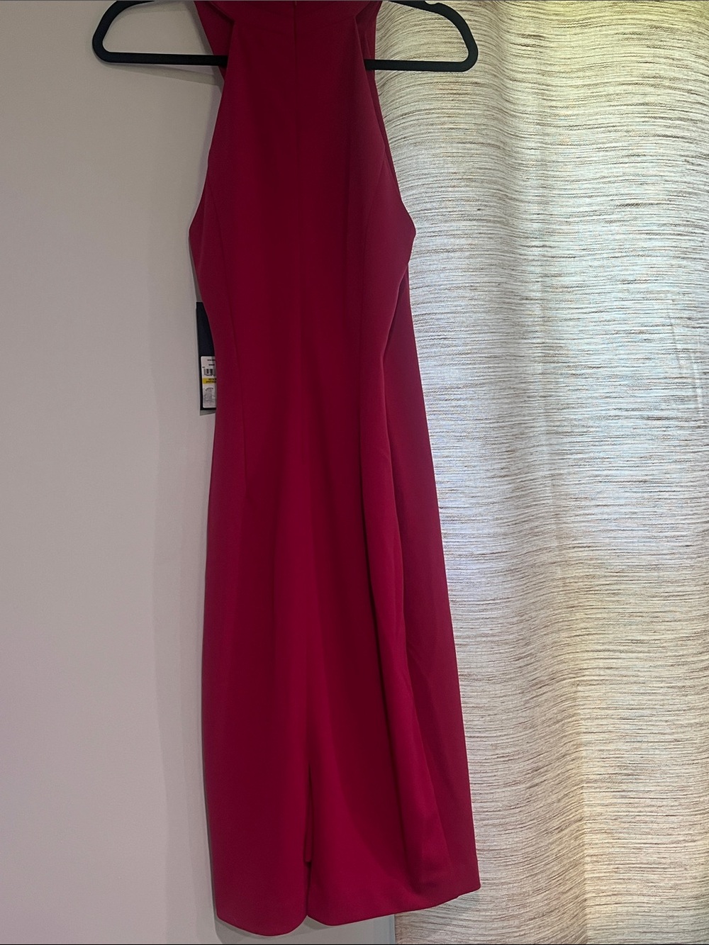 Women’s Rachel Roy Crossover Halter Midi Sheath Dress Sangria Elegant Cocktail - Picture 5 of 8